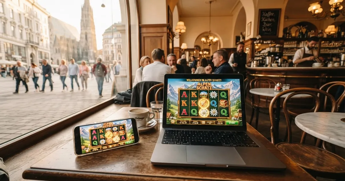 Ein Smartphone und ein Laptop zeigen die Willkommensbildschirme verschiedener Online-Casinos mit Freispiel-Angeboten