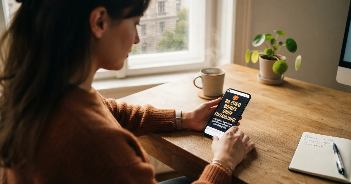 Startbildschirm eines Online-Casinos mit hervorgehobenem Bonus-Willkommensangebot und dem Text „Bonus ohne Einzahlung“