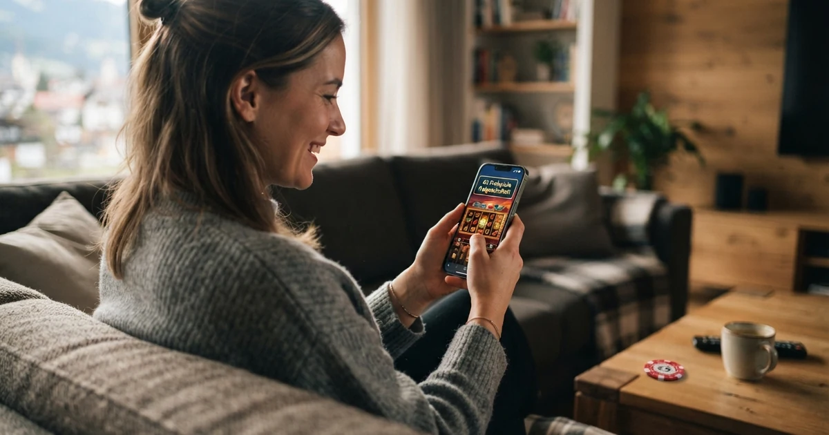 Eine Startseite eines Online-Casinos mit hervorgehobenem „60 Freispiele“-Werbe-Banner, daneben ein Smartphone mit geöffneter Slot-Oberfläche