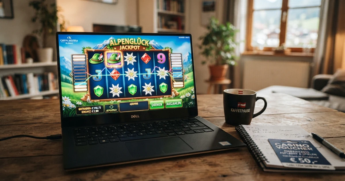 Vergleichstabelle mit Casino-Logos, Lizenzsymbolen und Bewertungskriterien auf einem Bildschirm