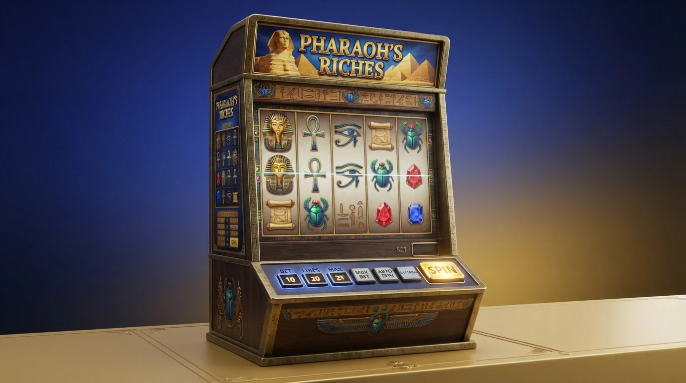 Bildschirmfoto des Spielautomaten Book of Ra Deluxe mit den fünf Walzen, dem Book-of-Ra-Symbol und der Wettanzeige
