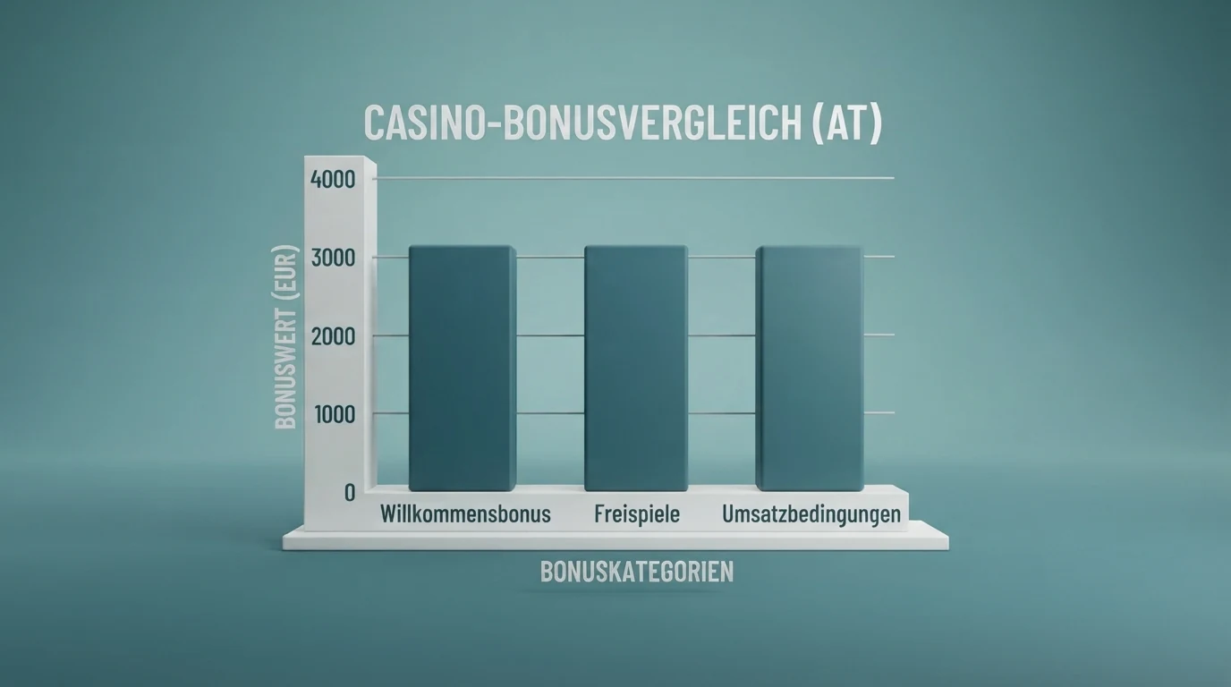 Übersichtstabelle mit Casino-Logos, Bonus-Prozentsätzen und Freispiel-Anzahlen im direkten Vergleich