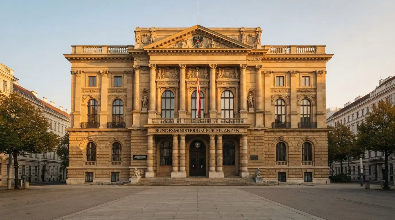 Das offizielle Gebäude des Bundesministeriums für Finanzen in Wien, der österreichischen Glücksspielbehörde
