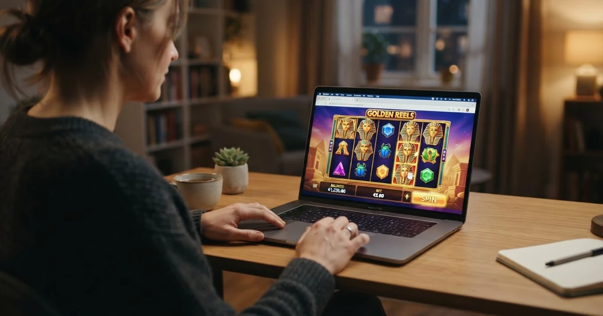Browser-Fenster mit geöffnetem Spielautomaten im Demo-Modus, kein Anmeldeformular sichtbar, Spielguthaben-Anzeige in Euro
