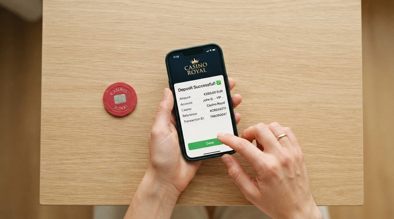 Die MuchBetter-App auf dem Smartphone zeigt eine bestätigte Casino-Einzahlung