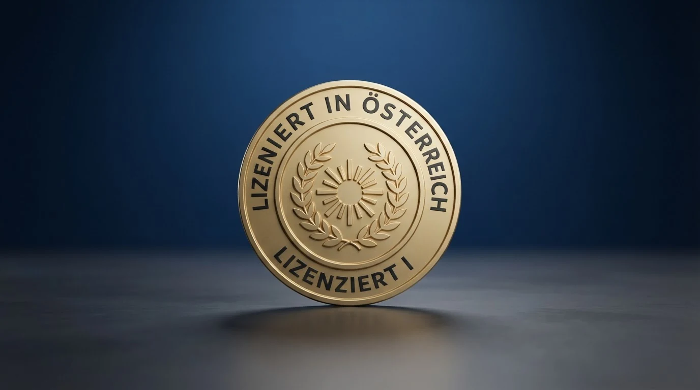 Eine stilisierte Darstellung des österreichischen Glücksspielgesetzes — Paragrafenzeichen mit integriertem €-Symbol und Schloss-Icon.