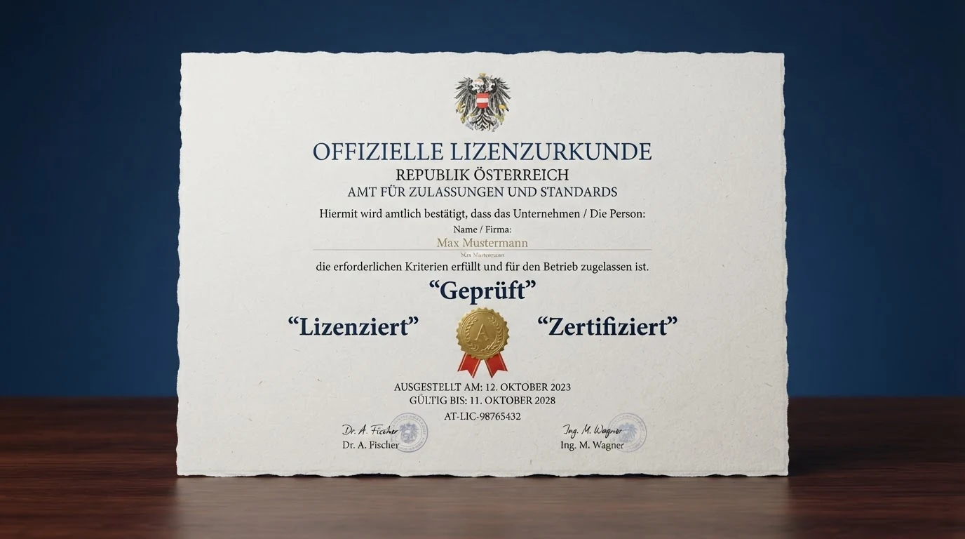 Nahaufnahme eines offiziellen Dokuments mit dem Schriftzug „Glücksspielgesetz“ und dem österreichischen Bundeswappen
