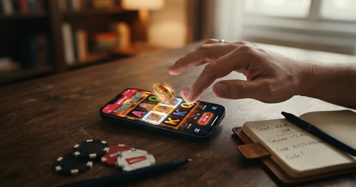Ein Bildschirm mit verschiedenen Casino-Gutscheincode-Eingabefeldern und Bonus-Angeboten österreichischer Online-Casinos