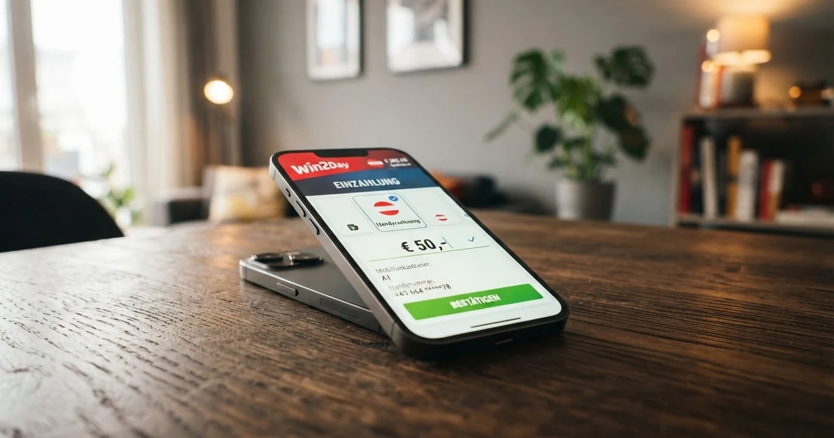 Ein Smartphone mit geöffneter Casino-App zeigt den Bildschirm für die Einzahlung per Handyrechnung